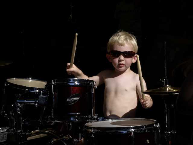 Huck, a natural on the drums